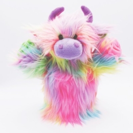 Rainbow Highland Coo Hand Puppet by Jomanda