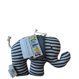 Organic Egyptian Cotton Blue and White Stripy Elephant